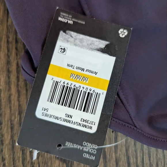 Under Armour Deep Purple Tank Top with Bold Neon Pinkish Coral Accents - Picture 3 of 8